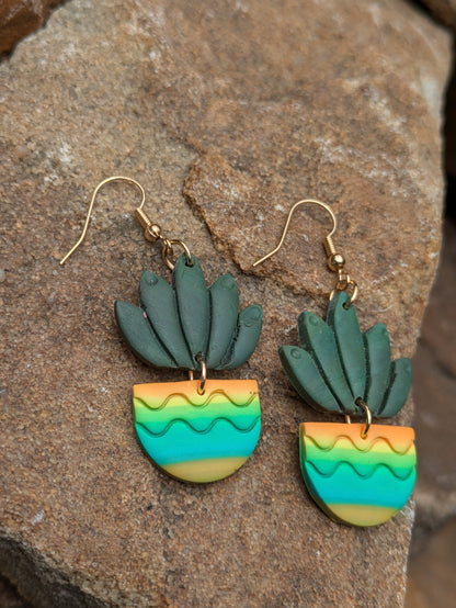 Succulent in Multicolor Pot Dangles