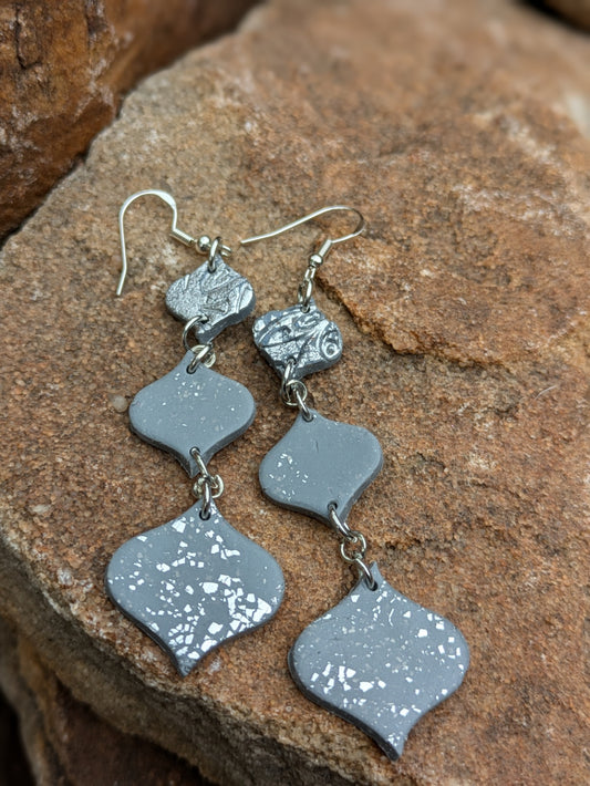 Gray and Silver Triple Dangles