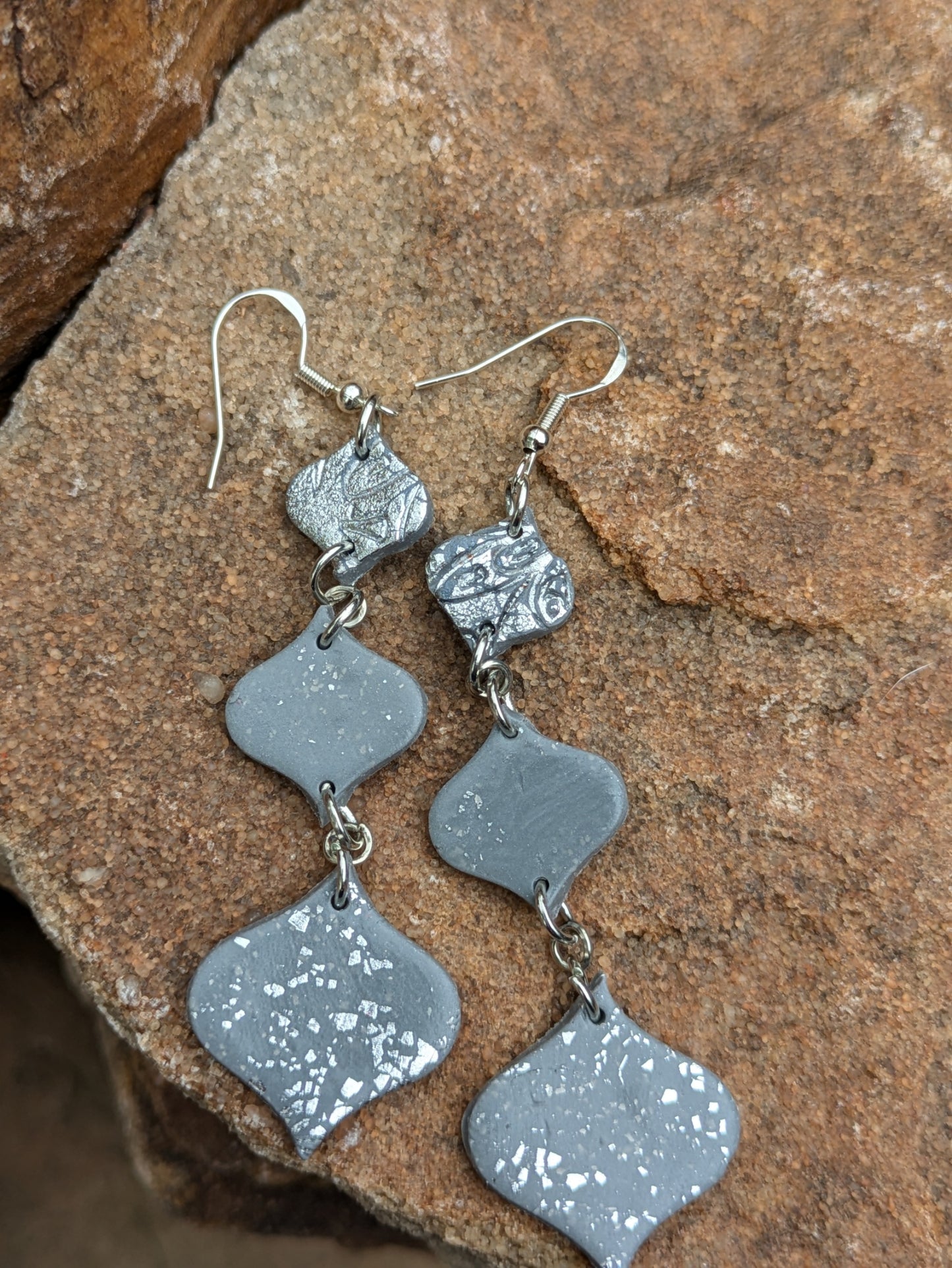 Gray and Silver Triple Dangles