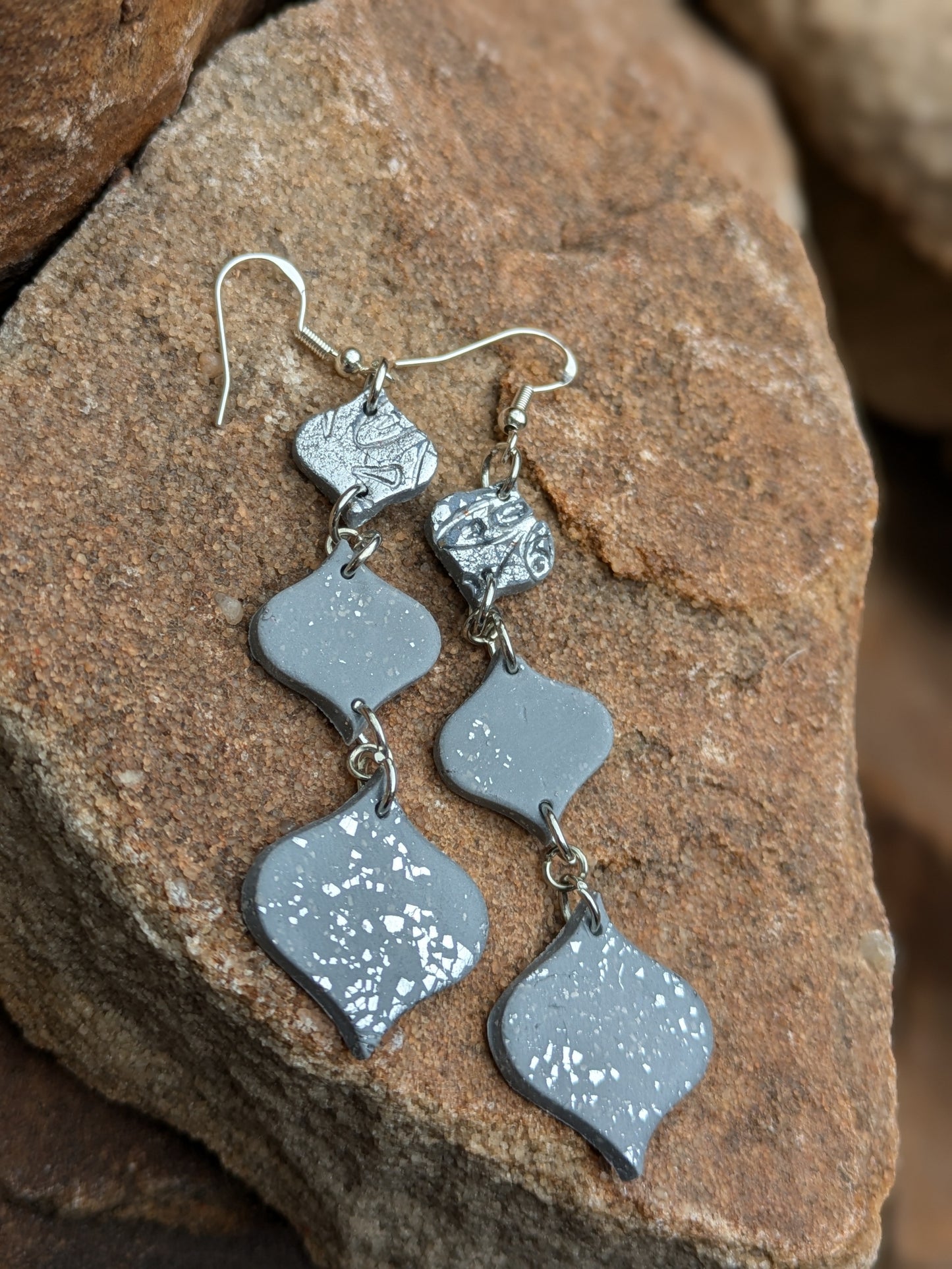 Gray and Silver Triple Dangles