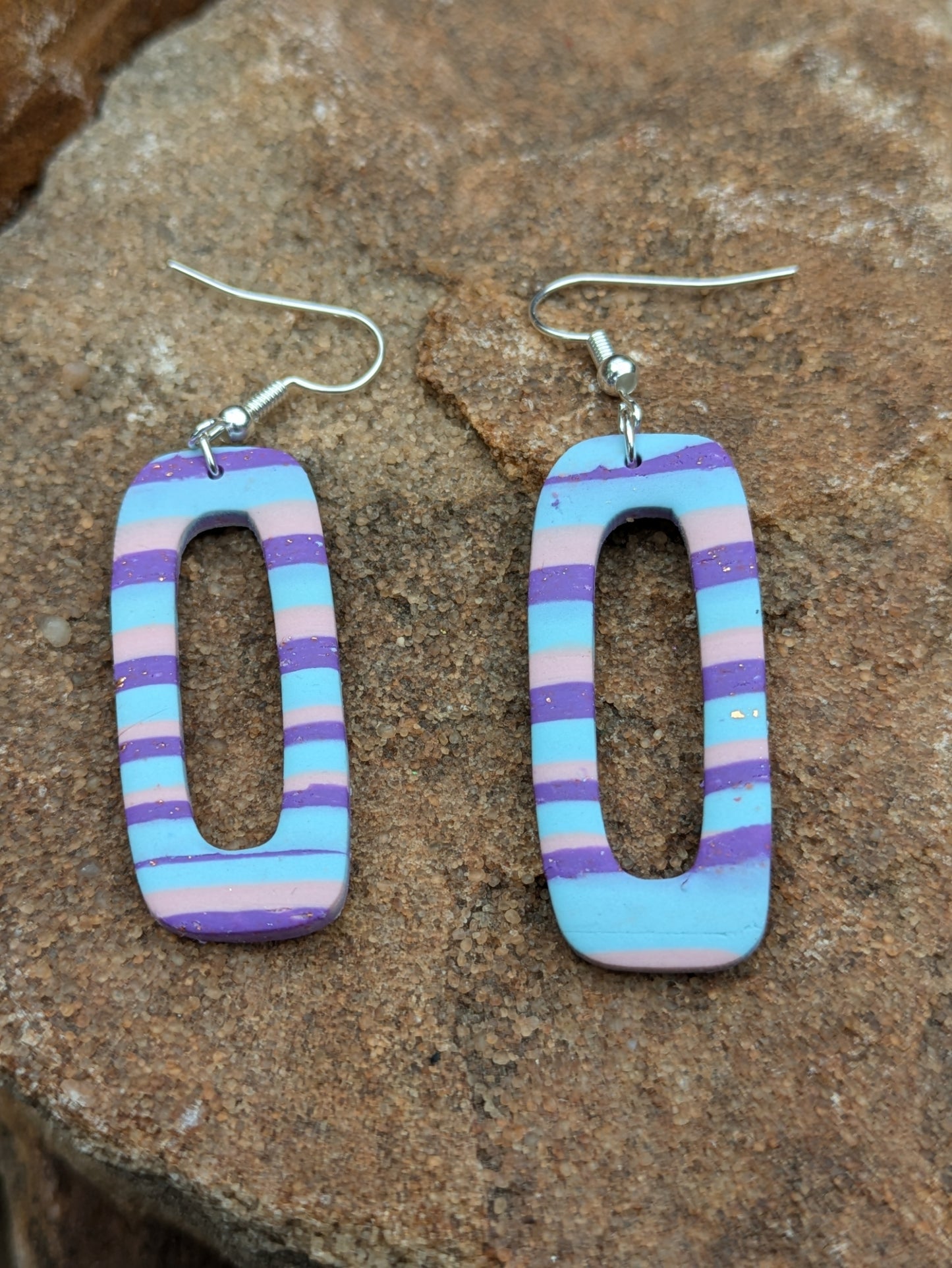 Striped Open Rectangle Dangles