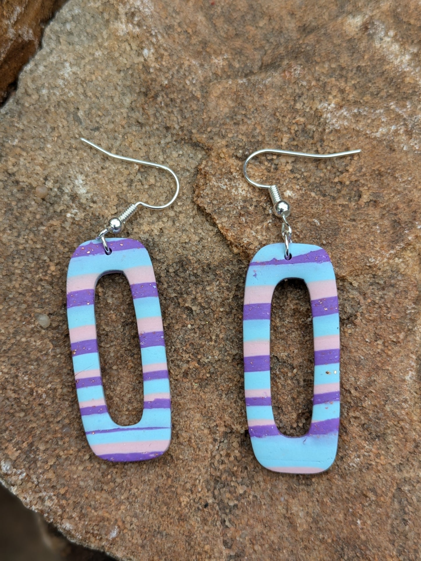 Striped Open Rectangle Dangles