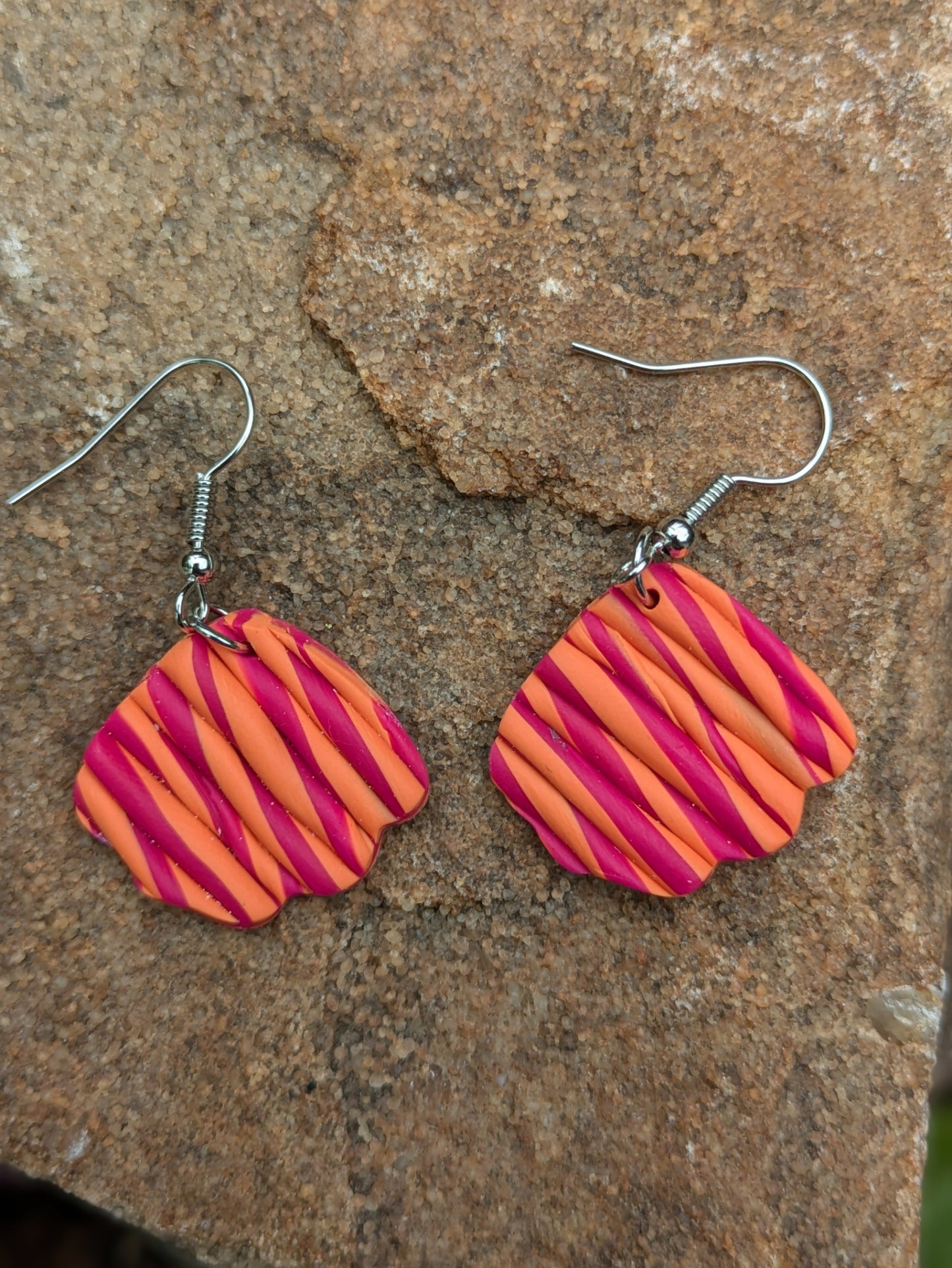 Pink and Orange Twist Dangles