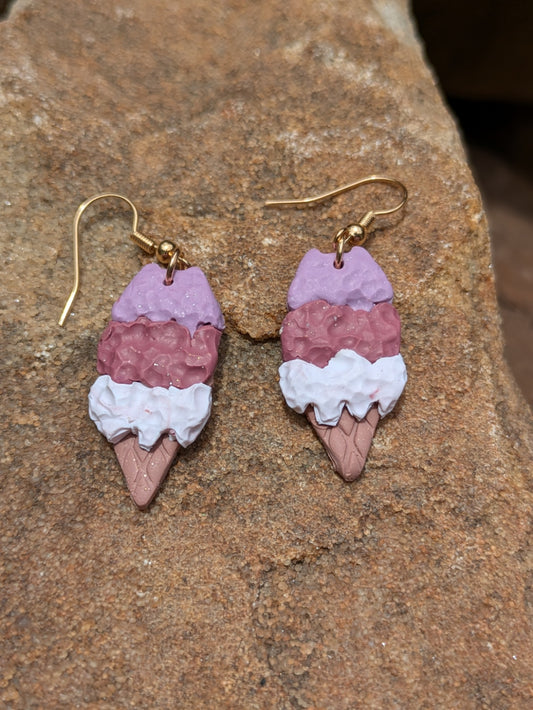 Triple Scoop Ice Cream Cone Dangles