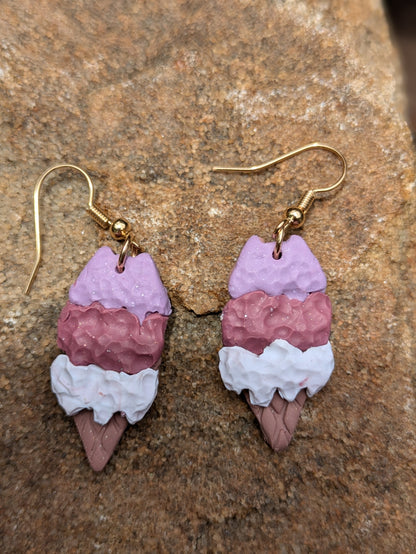 Triple Scoop Ice Cream Cone Dangles