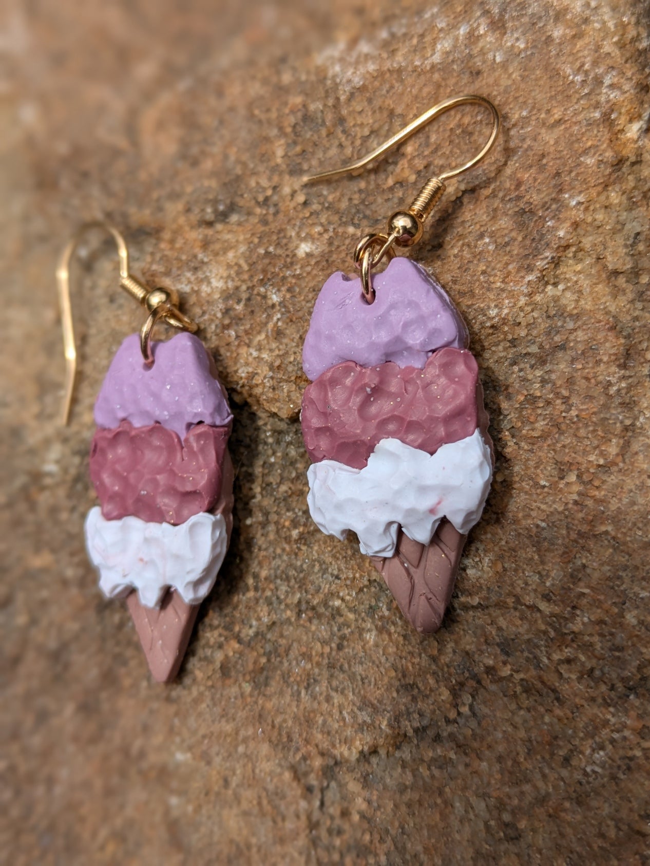 Triple Scoop Ice Cream Cone Dangles