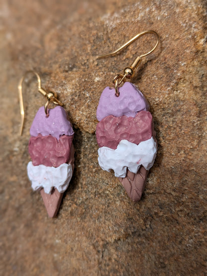 Triple Scoop Ice Cream Cone Dangles