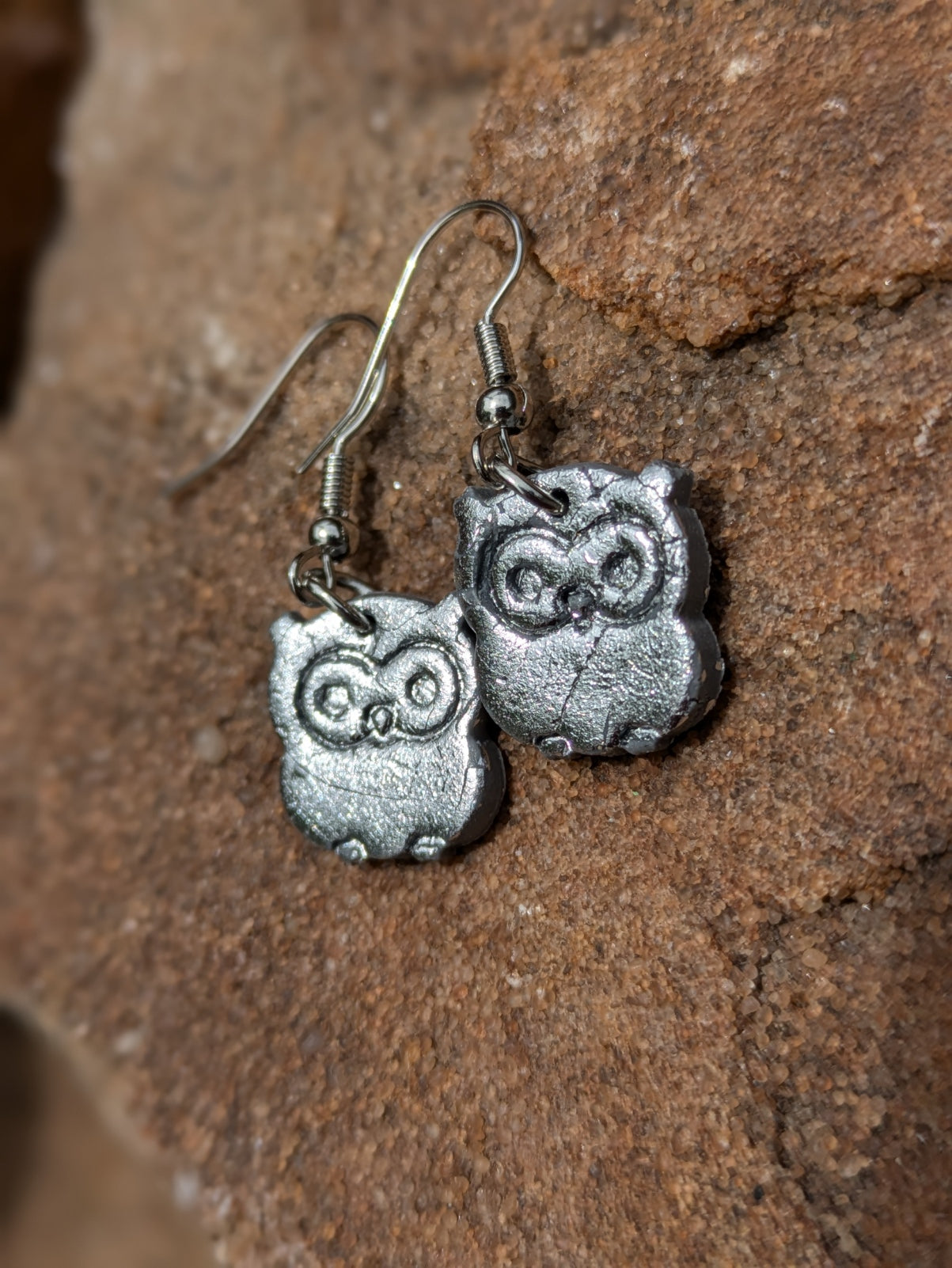 Small Silver Owl Dangles