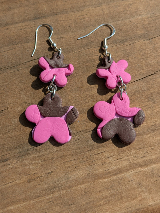 Textured Double Flower Dangles