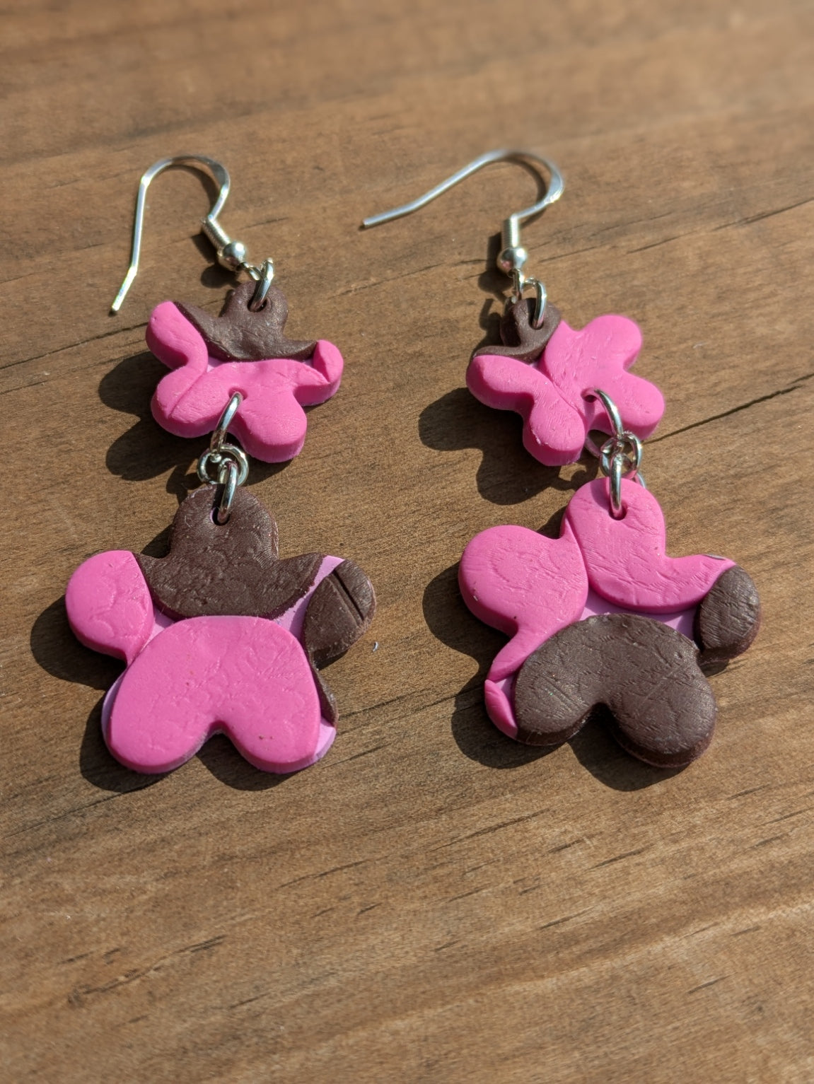 Textured Double Flower Dangles