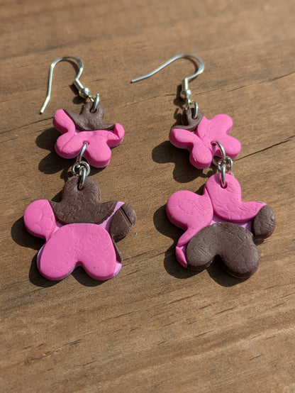 Textured Double Flower Dangles