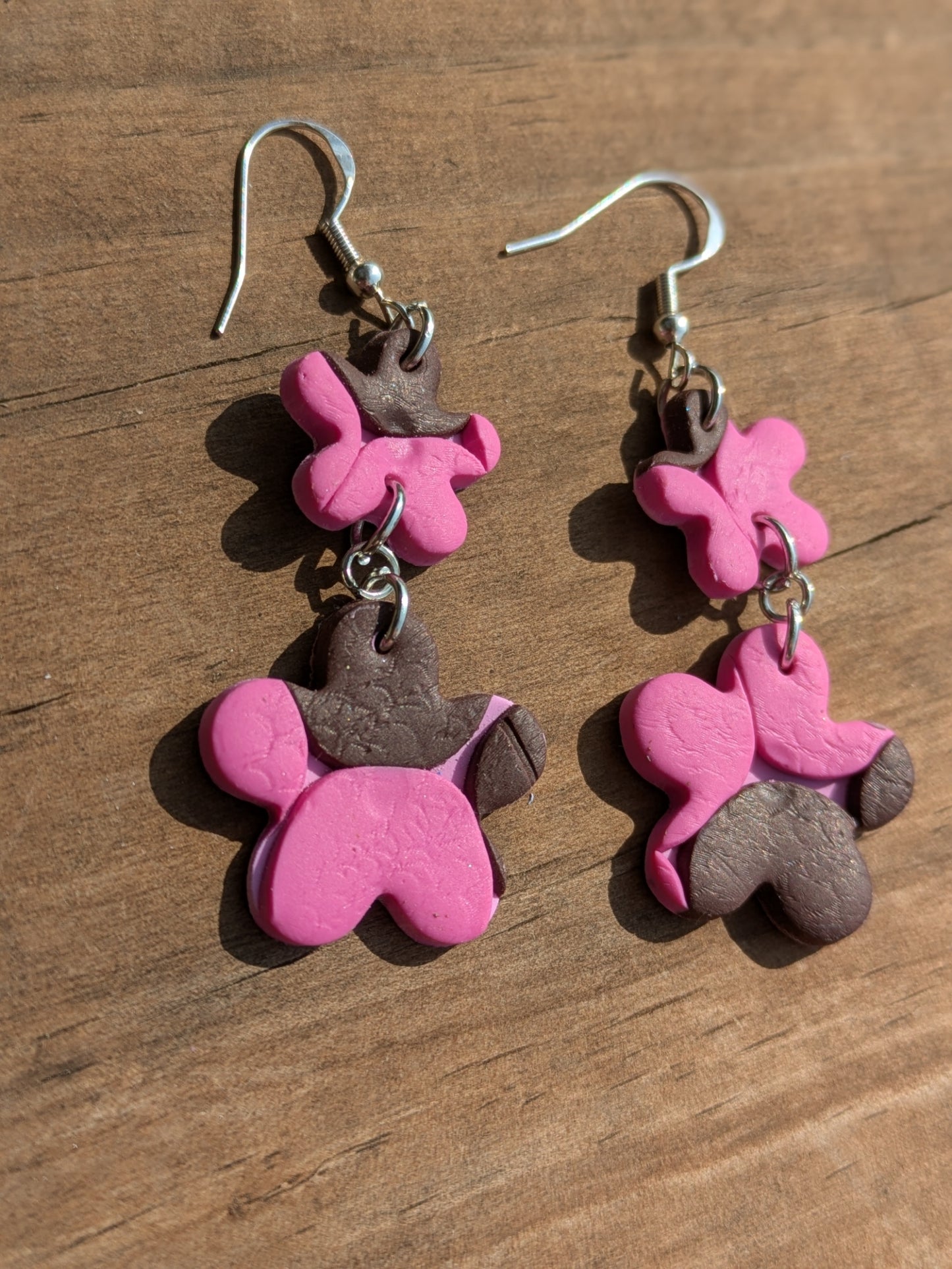 Textured Double Flower Dangles