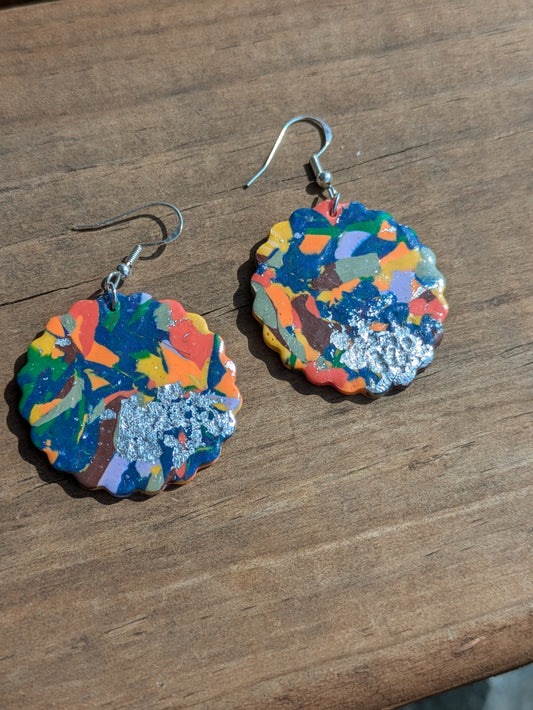 Scalloped Edge Circle Dangles