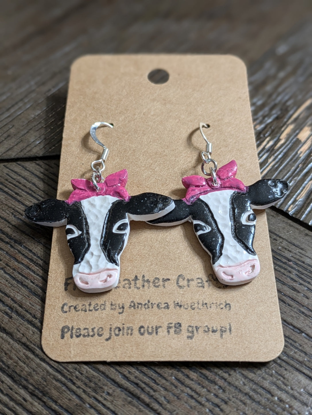 Pink Bow Cow Dangles