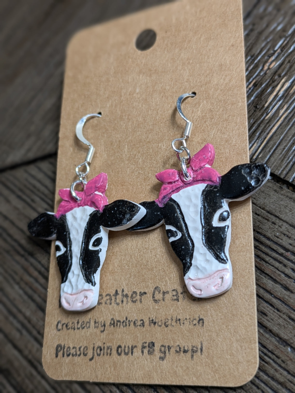 Pink Bow Cow Dangles