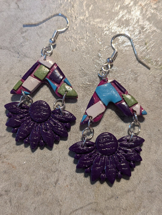 Purple Mosaic Dangles