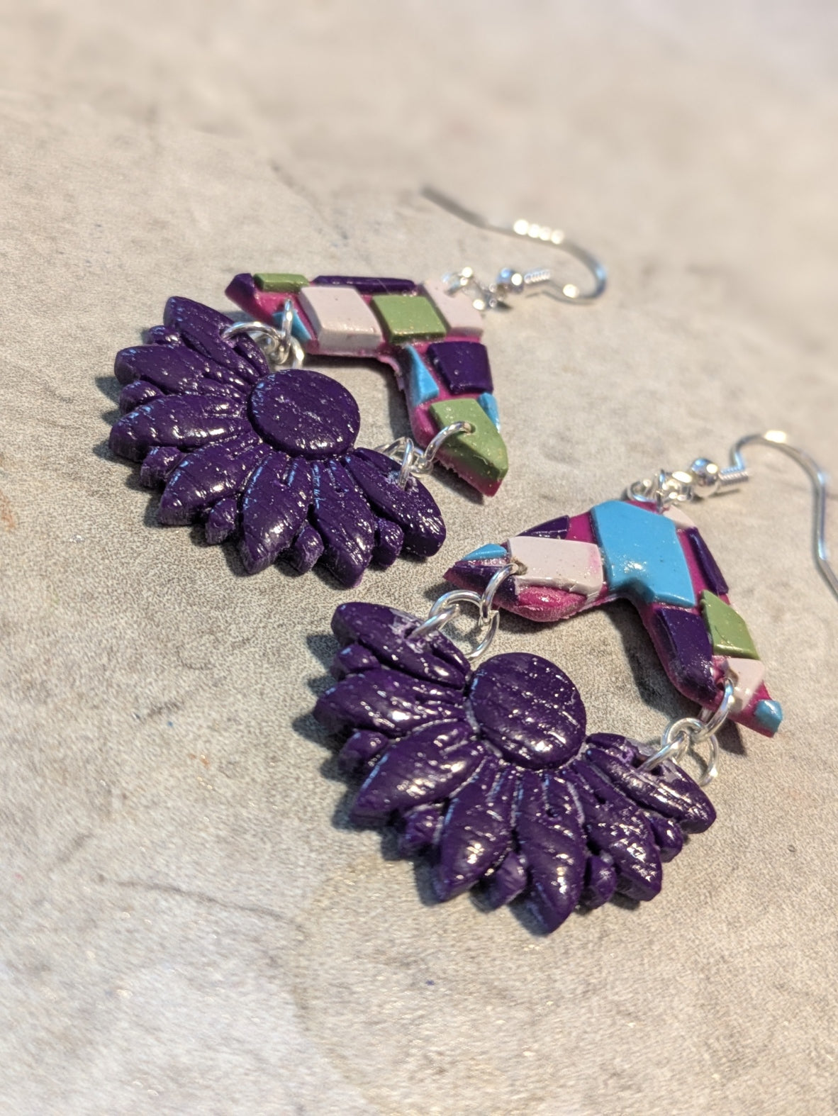 Purple Mosaic Dangles