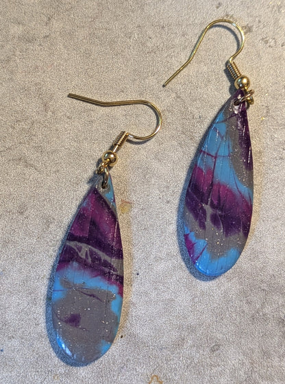 Purple Tie-Dye Teardrop Dangles