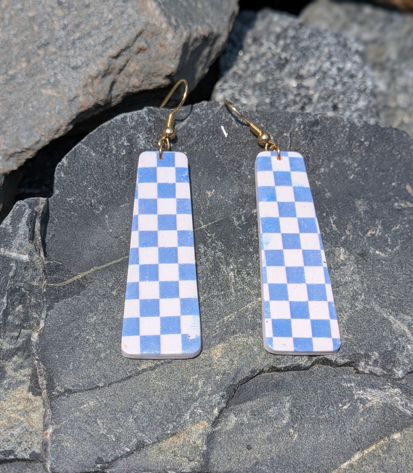 Blue and White Checkered Dangles
