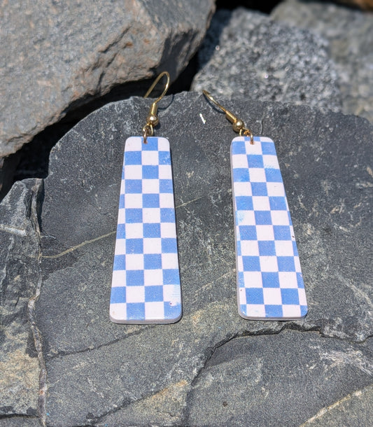 Blue and White Checkered Dangles