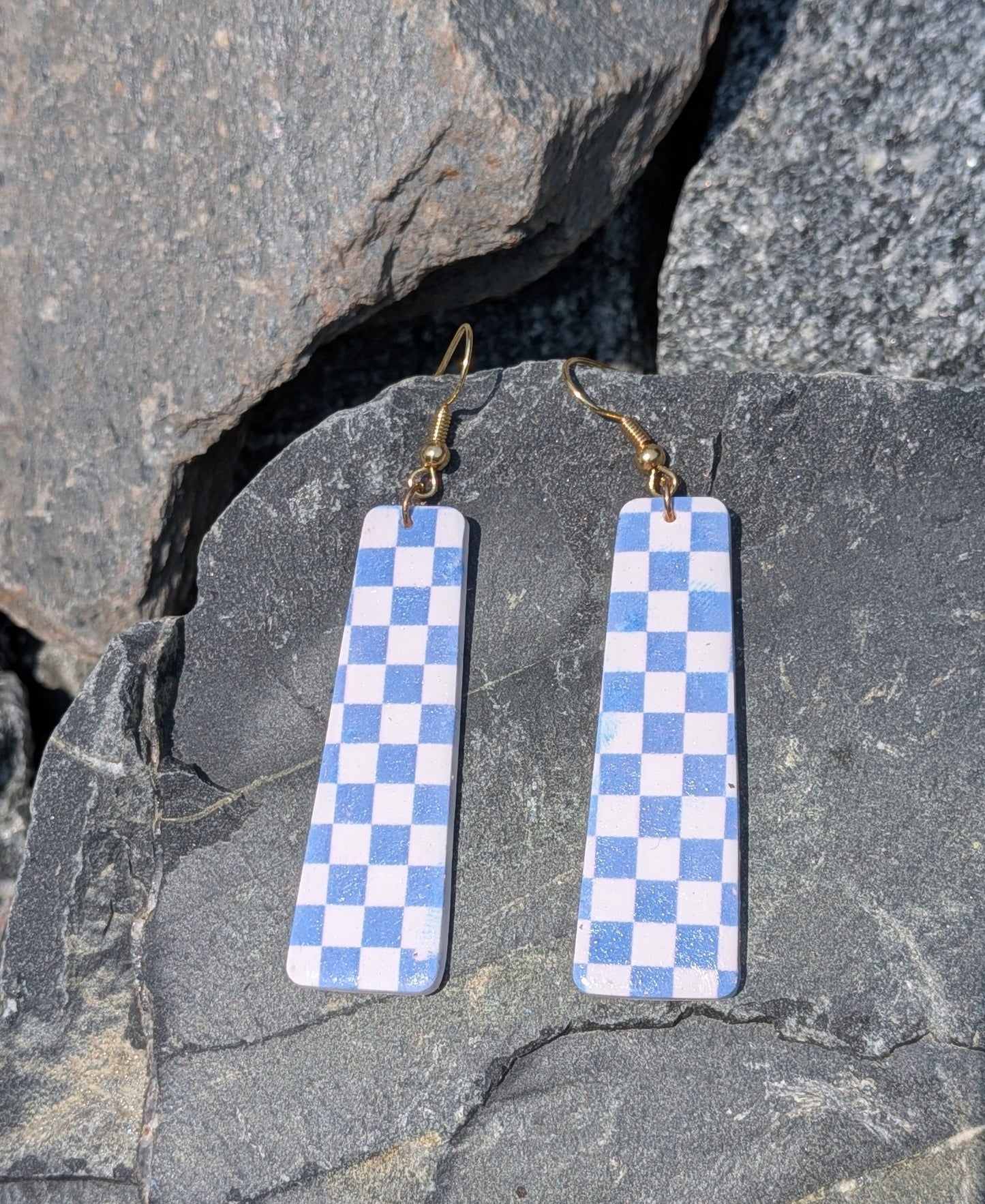 Blue and White Checkered Dangles