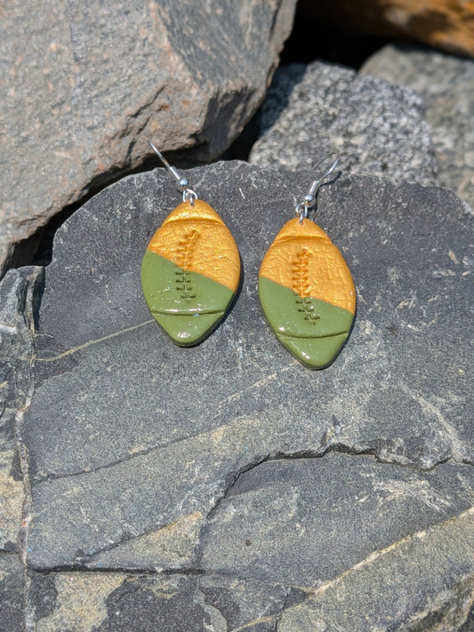 Gold and Green Football Dangles