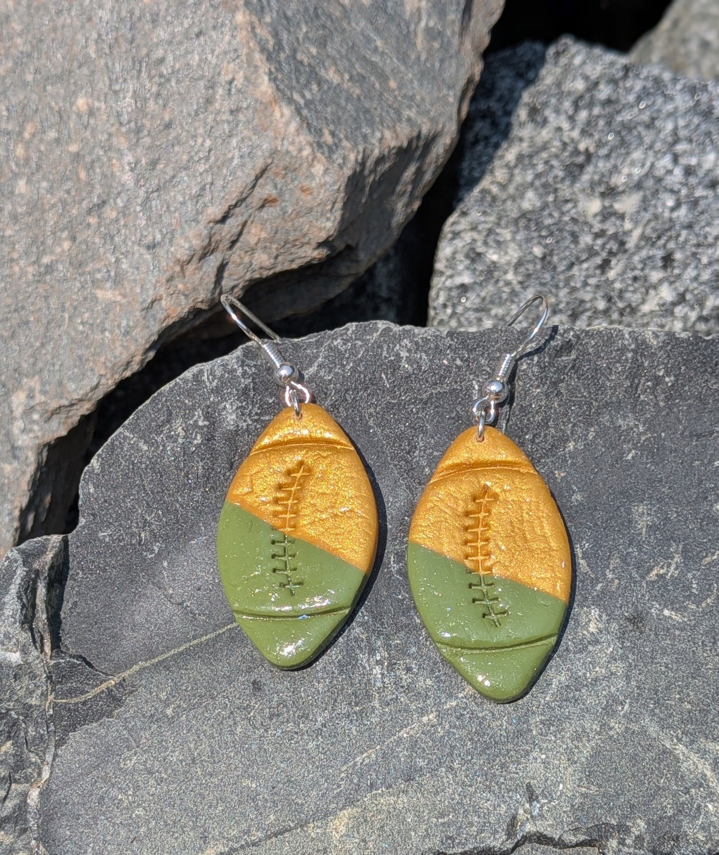 Gold and Green Football Dangles
