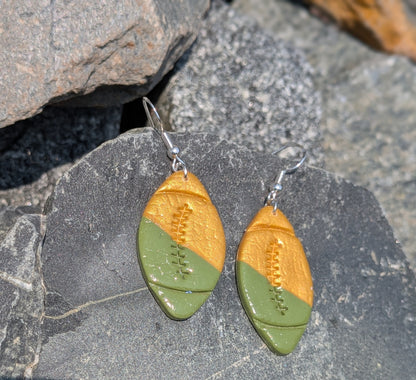 Gold and Green Football Dangles