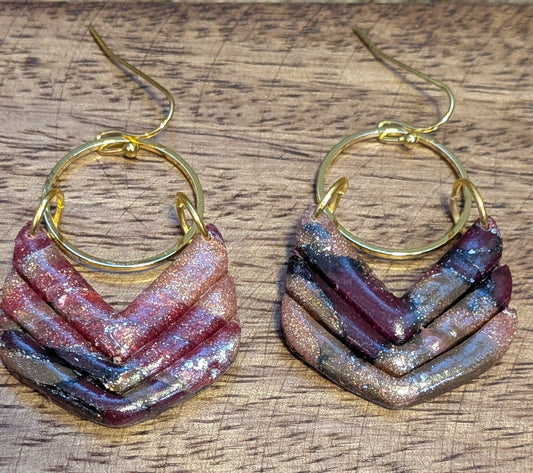 Marbled Dangles on Gold Hoop