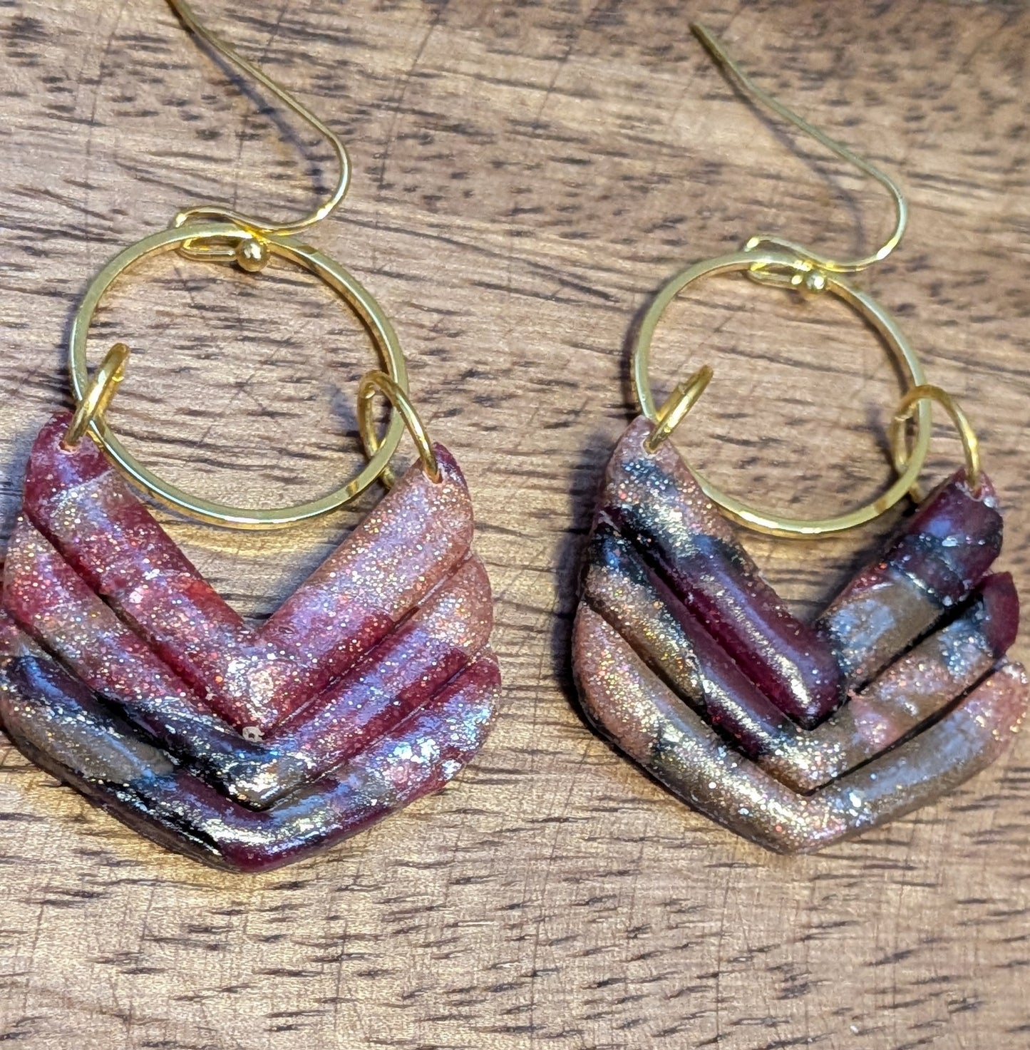 Marbled Dangles on Gold Hoop
