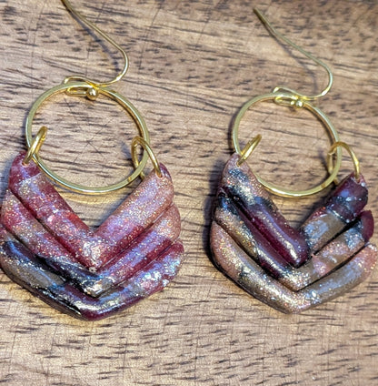 Marbled Dangles on Gold Hoop