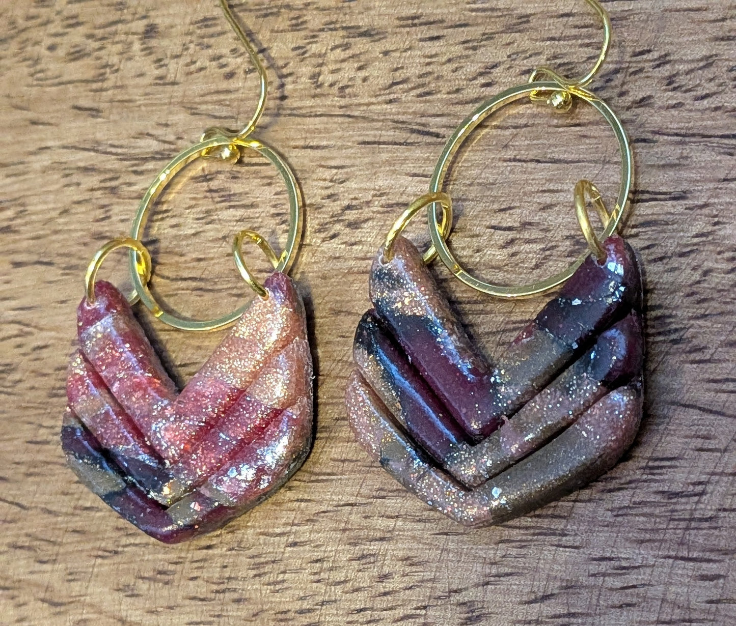 Marbled Dangles on Gold Hoop