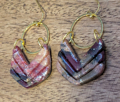 Marbled Dangles on Gold Hoop