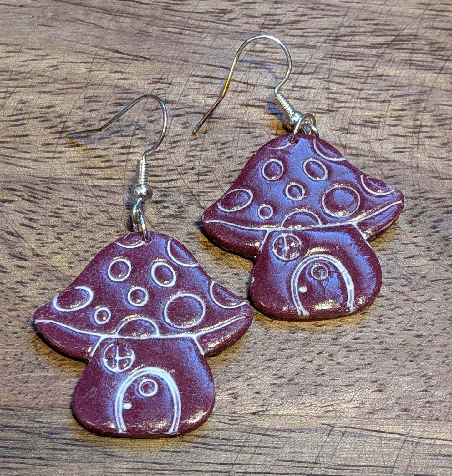 Maroon Mushroom House Dangles