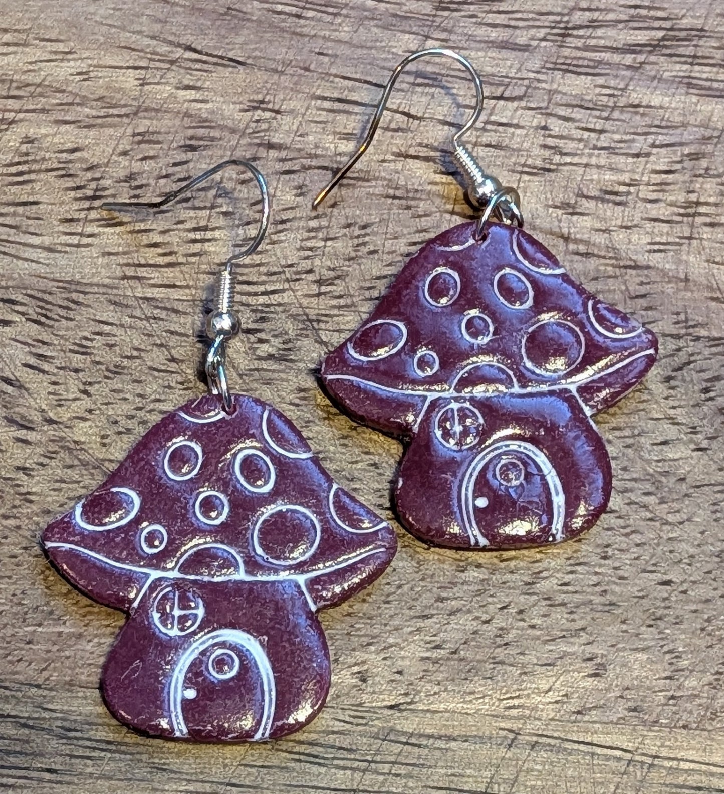Maroon Mushroom House Dangles