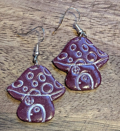 Maroon Mushroom House Dangles