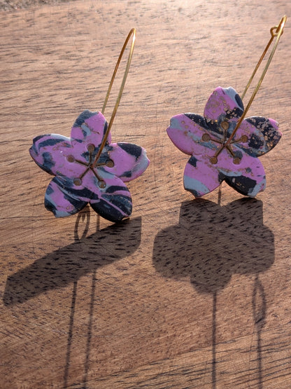 Flower Hoop Dangles