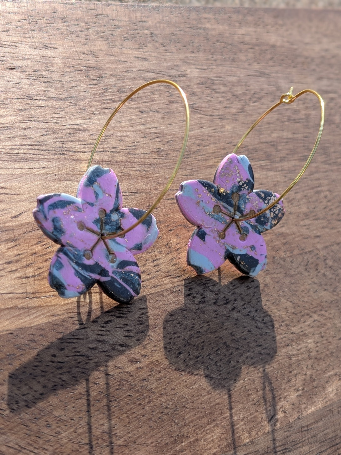 Flower Hoop Dangles