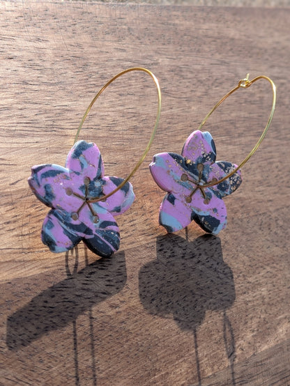 Flower Hoop Dangles