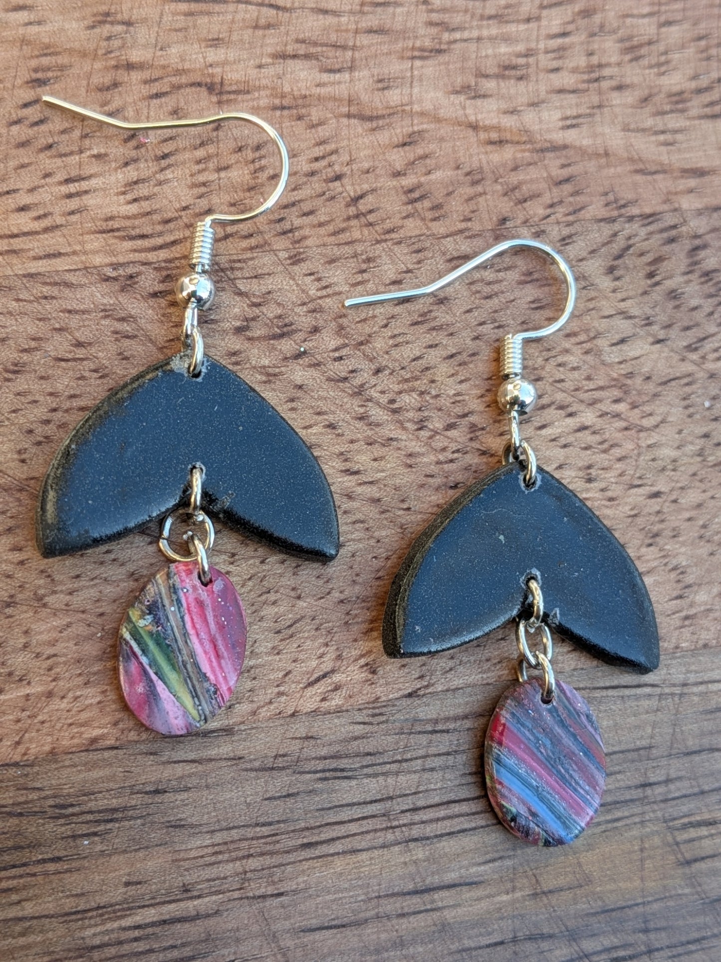 Black and Multicolor Double Dangles