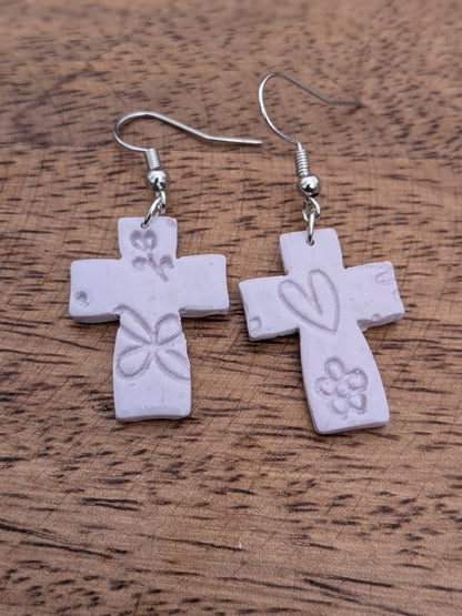 Floral Cross Dangles