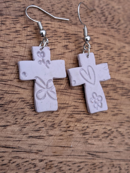 Floral Cross Dangles