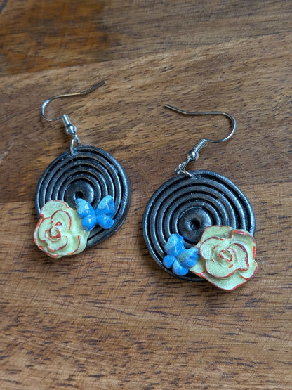 Floral Record Dangles
