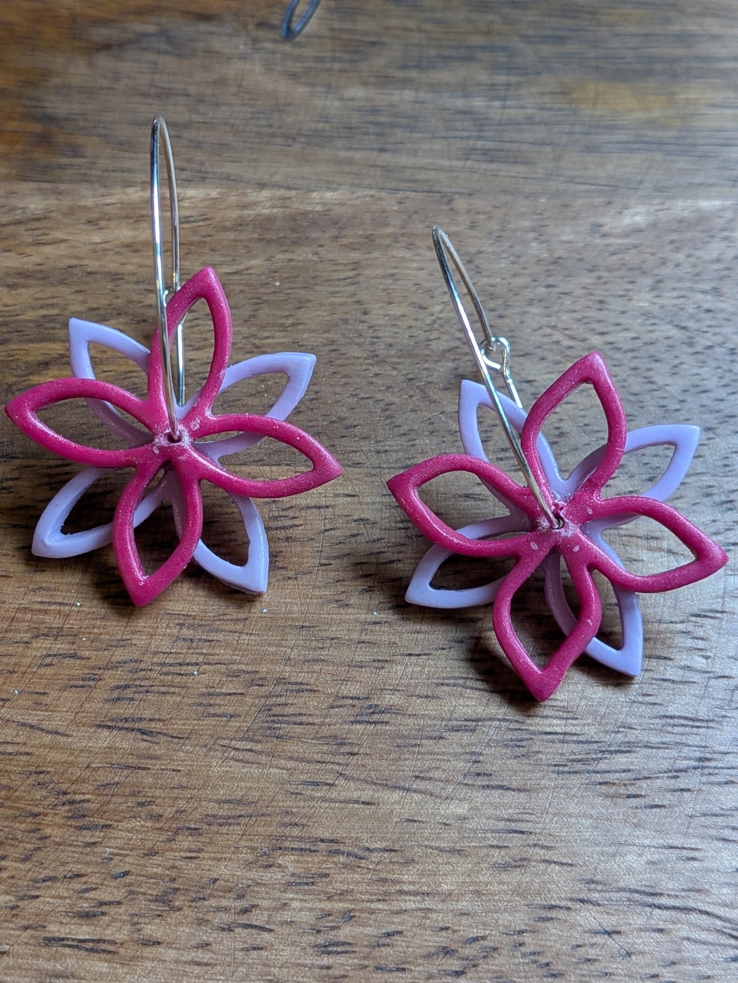 Flower Outline Hoop Dangles