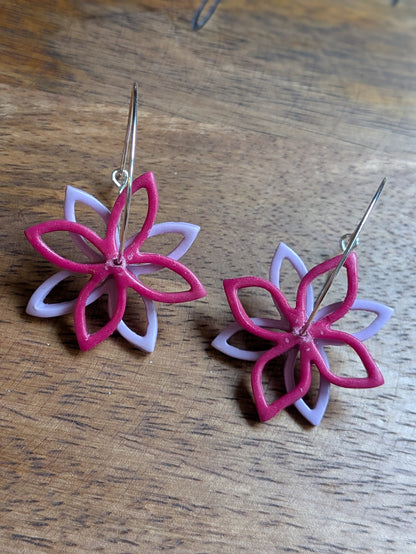 Flower Outline Hoop Dangles